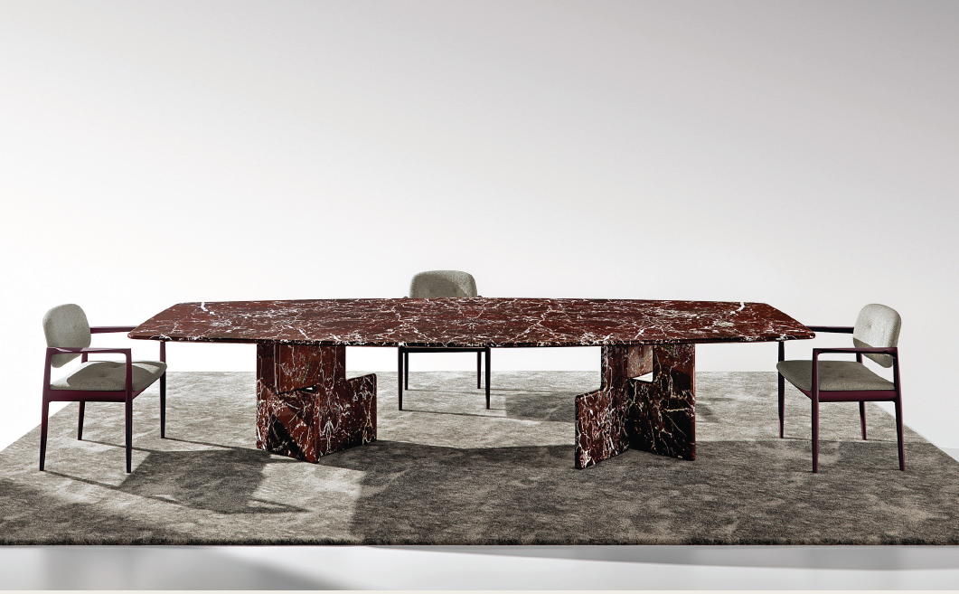 CELINO Rectangular Rosso Levanto Dining Table Premium