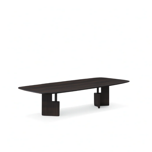 CELINO Rectangular Black Elm Veneer Dining Table Premium