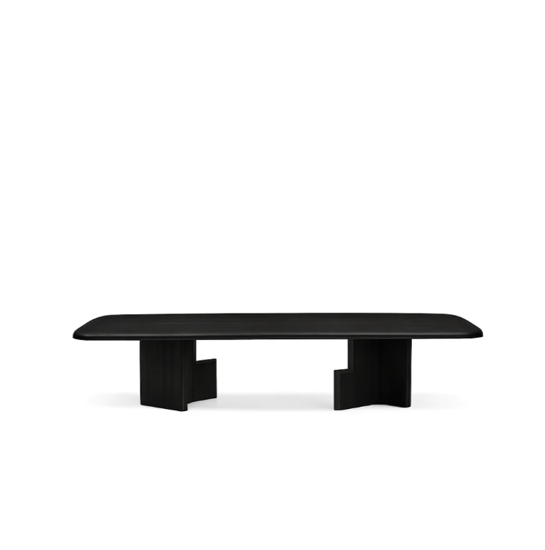 CELINO Rectangular Black Elm Veneer Dining Table Premium