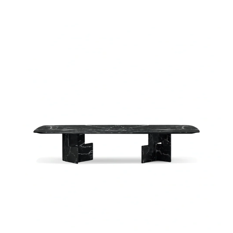 CELINO Rectangular Black Elm Veneer Dining Table Premium