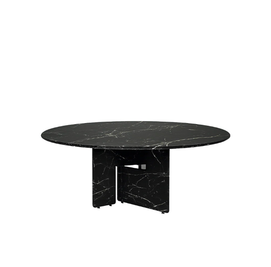 CELINO Round Black Marquina Dining Table Premium