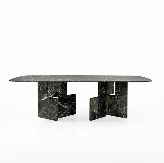 CELINO Rectangular Verde Lepanto Dining Table Premium
